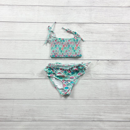 SweetHoney Girls Two Piece Swimsuit Smocked Bikini Set Ruffle Bottoms 3T