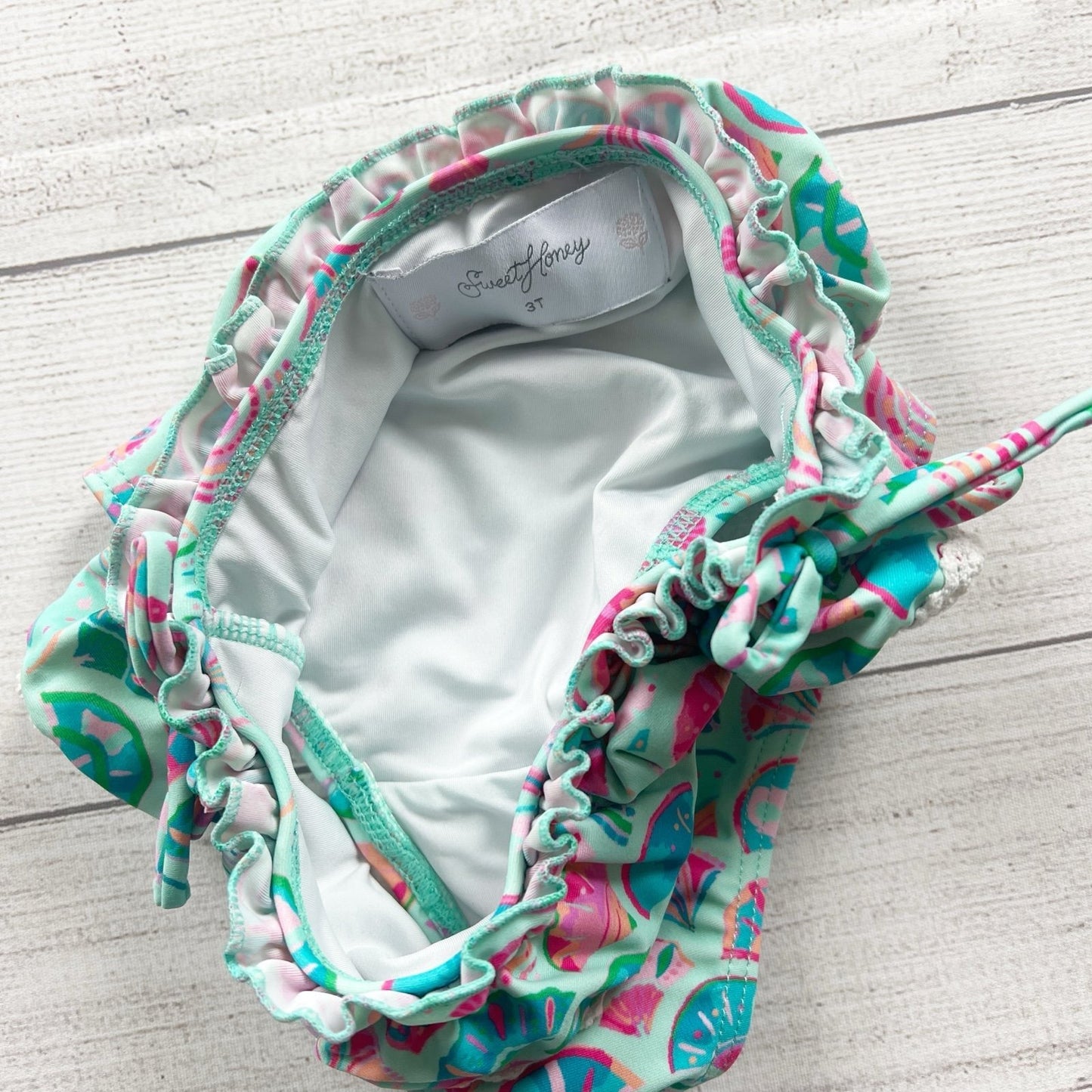 SweetHoney Girls Two Piece Swimsuit Smocked Bikini Set Ruffle Bottoms 3T