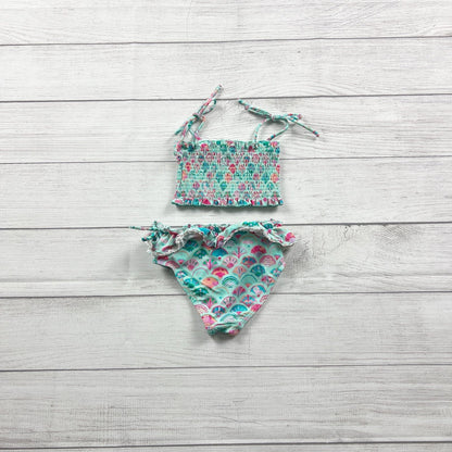 SweetHoney Girls Two Piece Swimsuit Smocked Bikini Set Ruffle Bottoms 3T