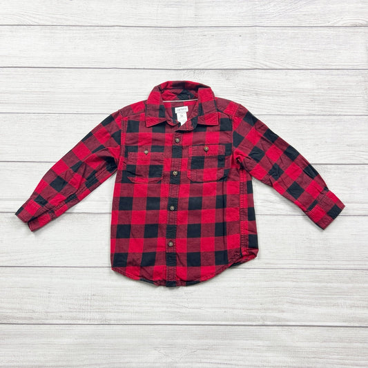 Carter's Toddler Boys Red Black Buffalo Plaid Button Down Flannel Shirt 3T
