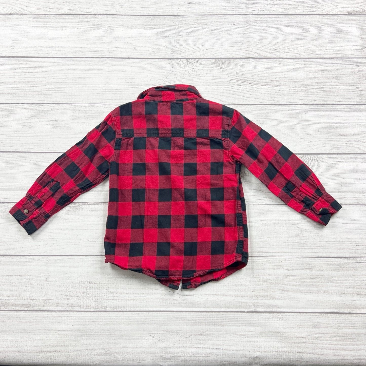 Carter's Toddler Boys Red Black Buffalo Plaid Button Down Flannel Shirt 3T