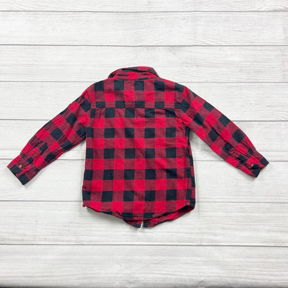 Carter's Toddler Boys Red Black Buffalo Plaid Button Down Flannel Shirt 3T