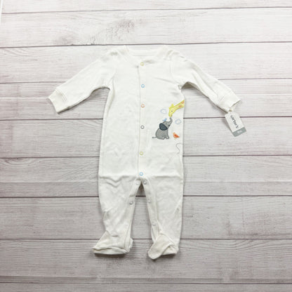 Carter's Baby White Footed Sleep Play Pajamas Elephant Giraffe  NWT 6-9 Months