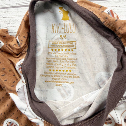 Kiki + Lulu Kids Pajamas Brown Bear Print Bamboo Viscose 2pc Snug Fit Set 5-6