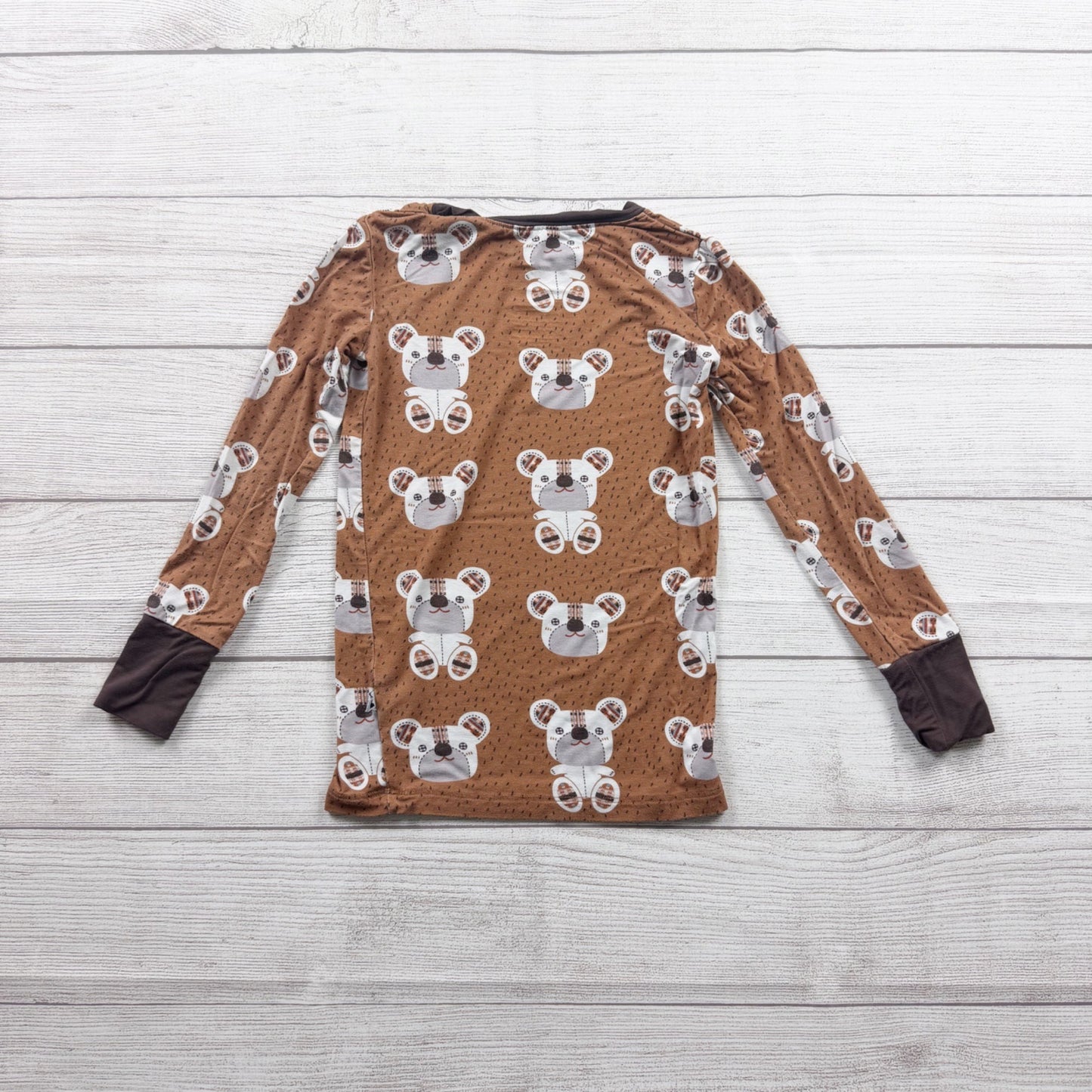 Kiki + Lulu Kids Pajamas Brown Bear Print Bamboo Viscose 2pc Snug Fit Set 5-6