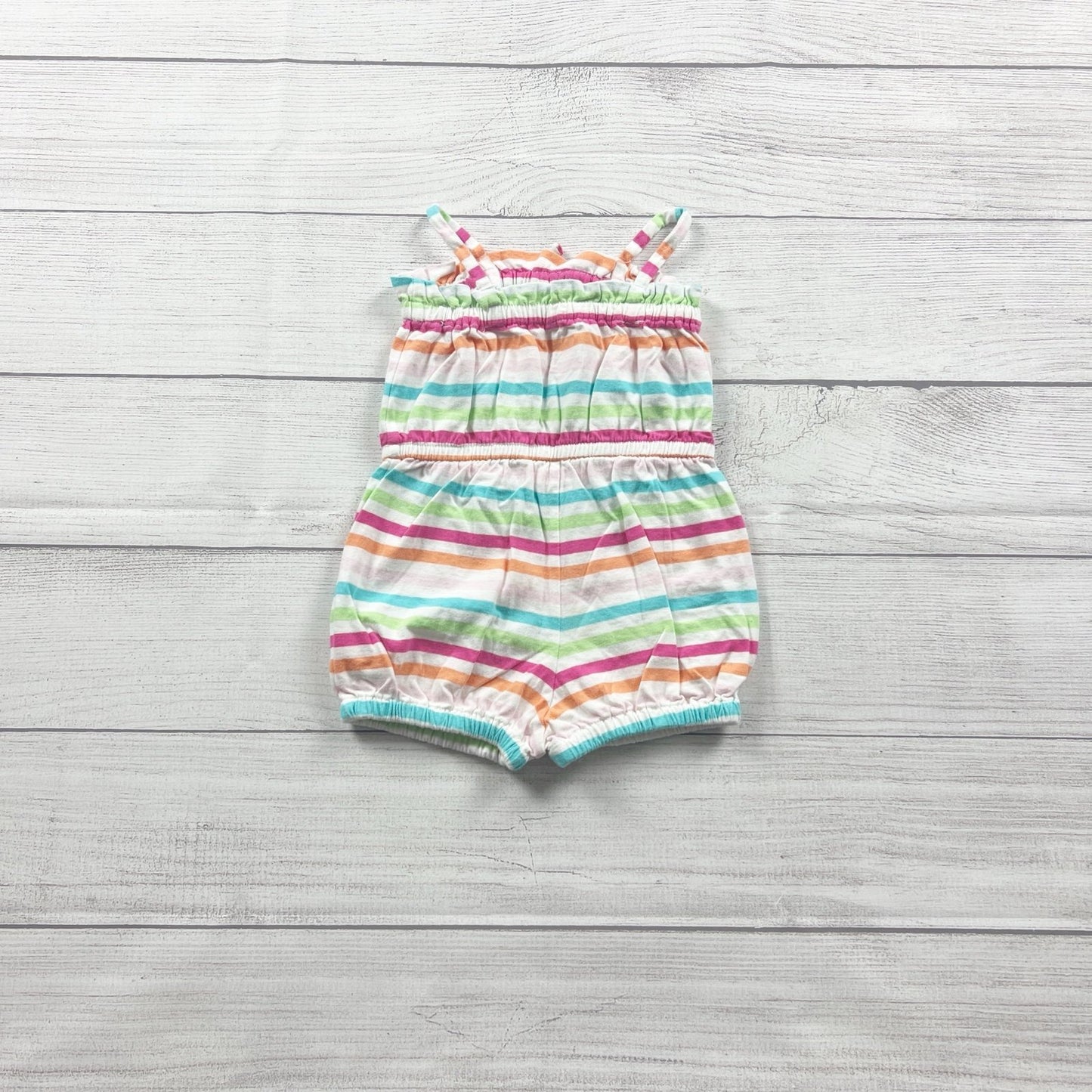 Baby Gap Baby Girl Striped Romper Multicolor Smocked Bubble 12-18 Months