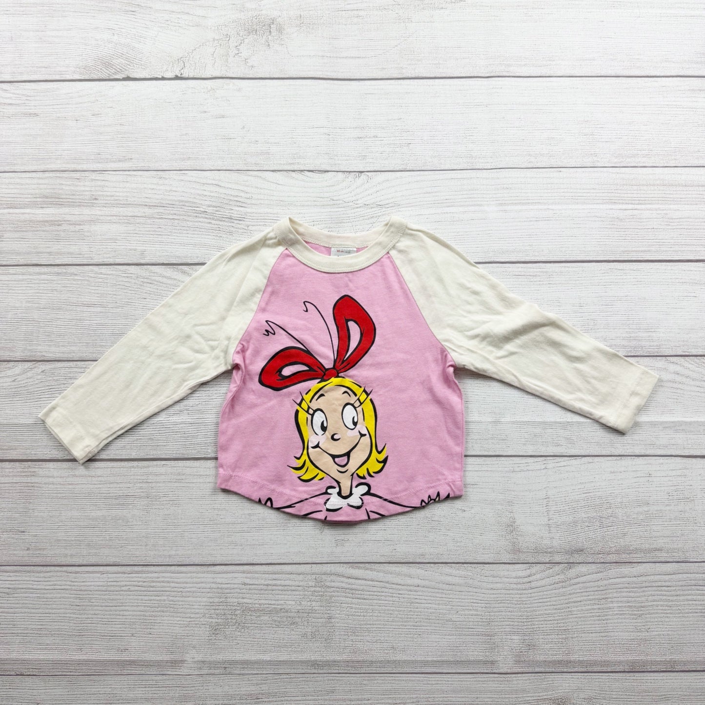 Hanna Andersson Grinch Raglan Shirt Long Sleeve Tee Cindy Lou Who Graphic Top 2T