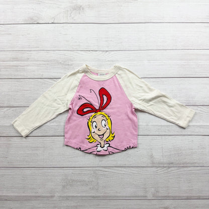 Hanna Andersson Grinch Raglan Shirt Long Sleeve Tee Cindy Lou Who Graphic Top 2T
