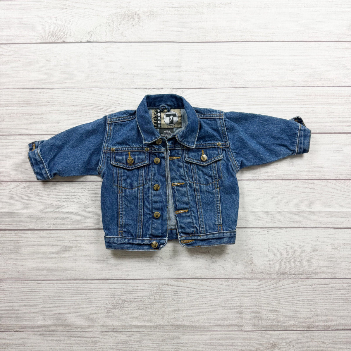 French Toast Toddler Denim Jacket Button Front Blue Western Style 9-12 Months