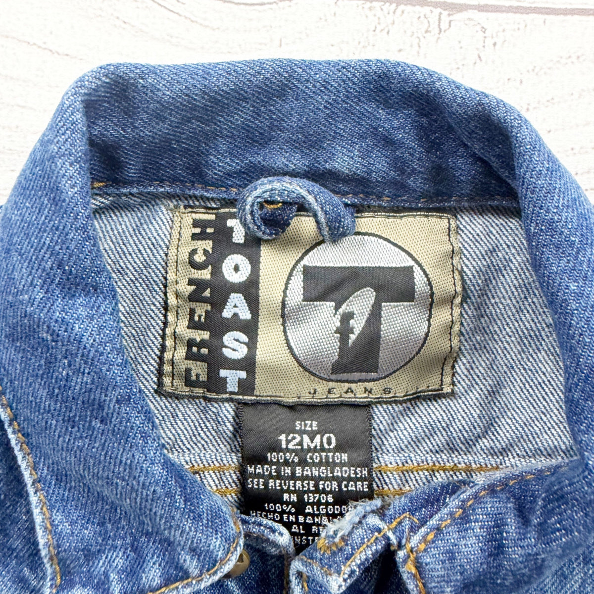 French Toast Toddler Denim Jacket Button Front Blue Western Style 9-12 Months