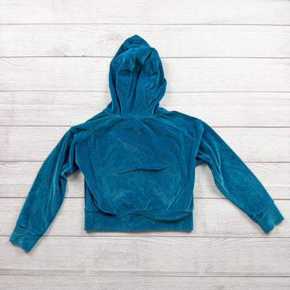 90 Degree Girls Rib Velour Castle Jacket Hooded Full Zip Blue Teal S 7-8