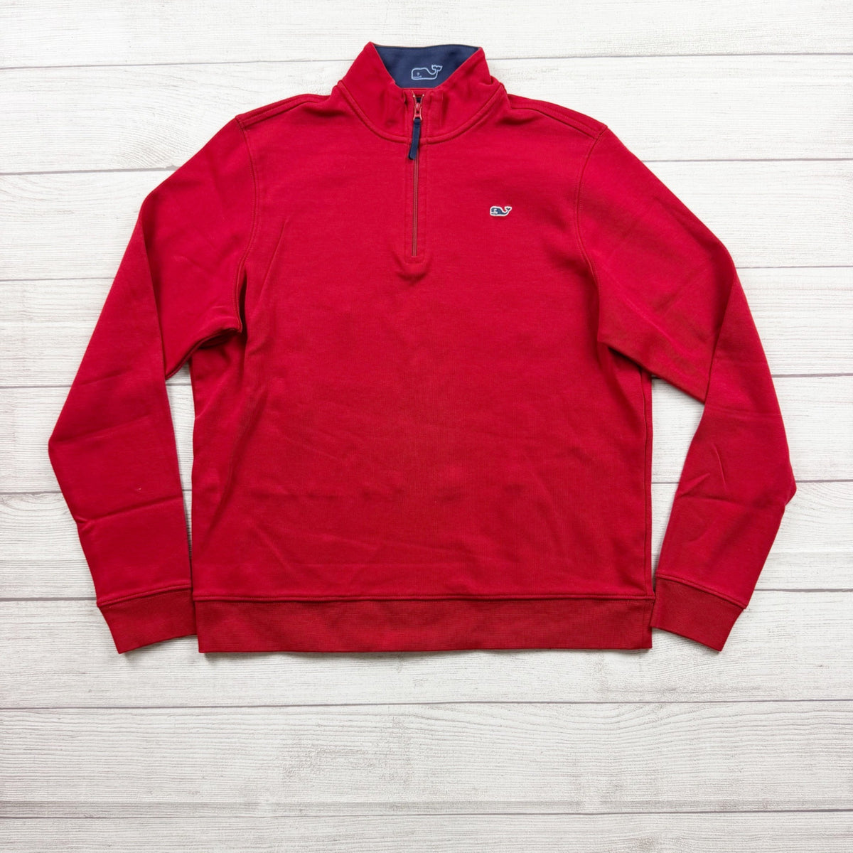 Vineyard Vines Boys Red Quarter Zip Pullover Sweatshirt Cotton Whale Logo XL 18