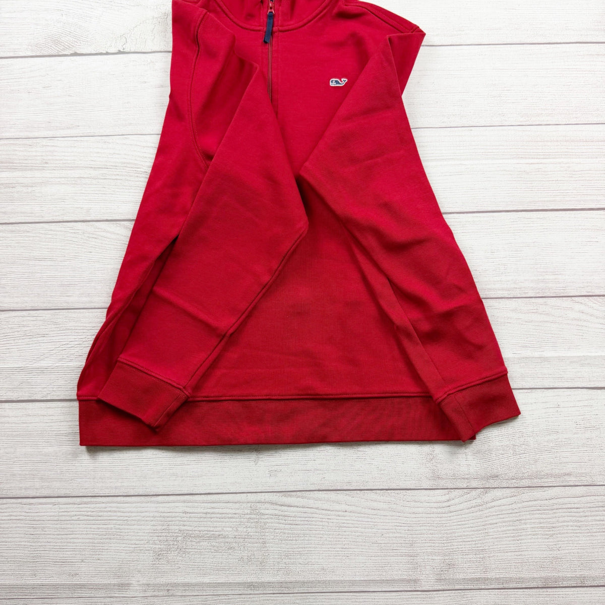 Vineyard Vines Boys Red Quarter Zip Pullover Sweatshirt Cotton Whale Logo XL 18