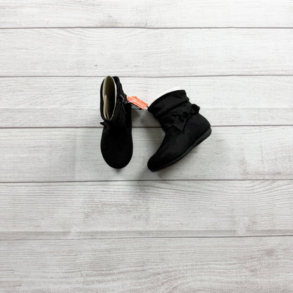 Wonder Nation Toddler Girls Black Ankle Boots Zipper Bow Slouch Booties NWT 7