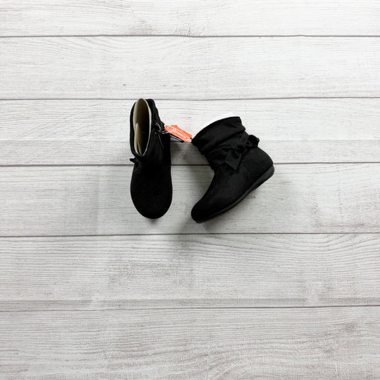 Wonder Nation Toddler Girls Black Ankle Boots Zipper Bow Slouch Booties NWT 7