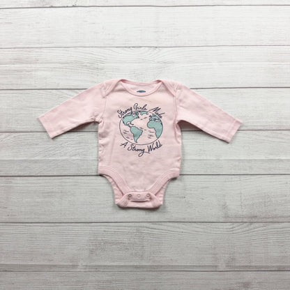 Old Navy Graphic Baby Bodysuit "Strong Girls Make A Strong World" 3-6 Months