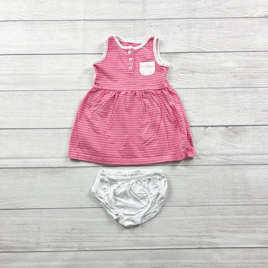 Carter's Baby Girl Striped Sleeveless Dress Pink White 12 Months