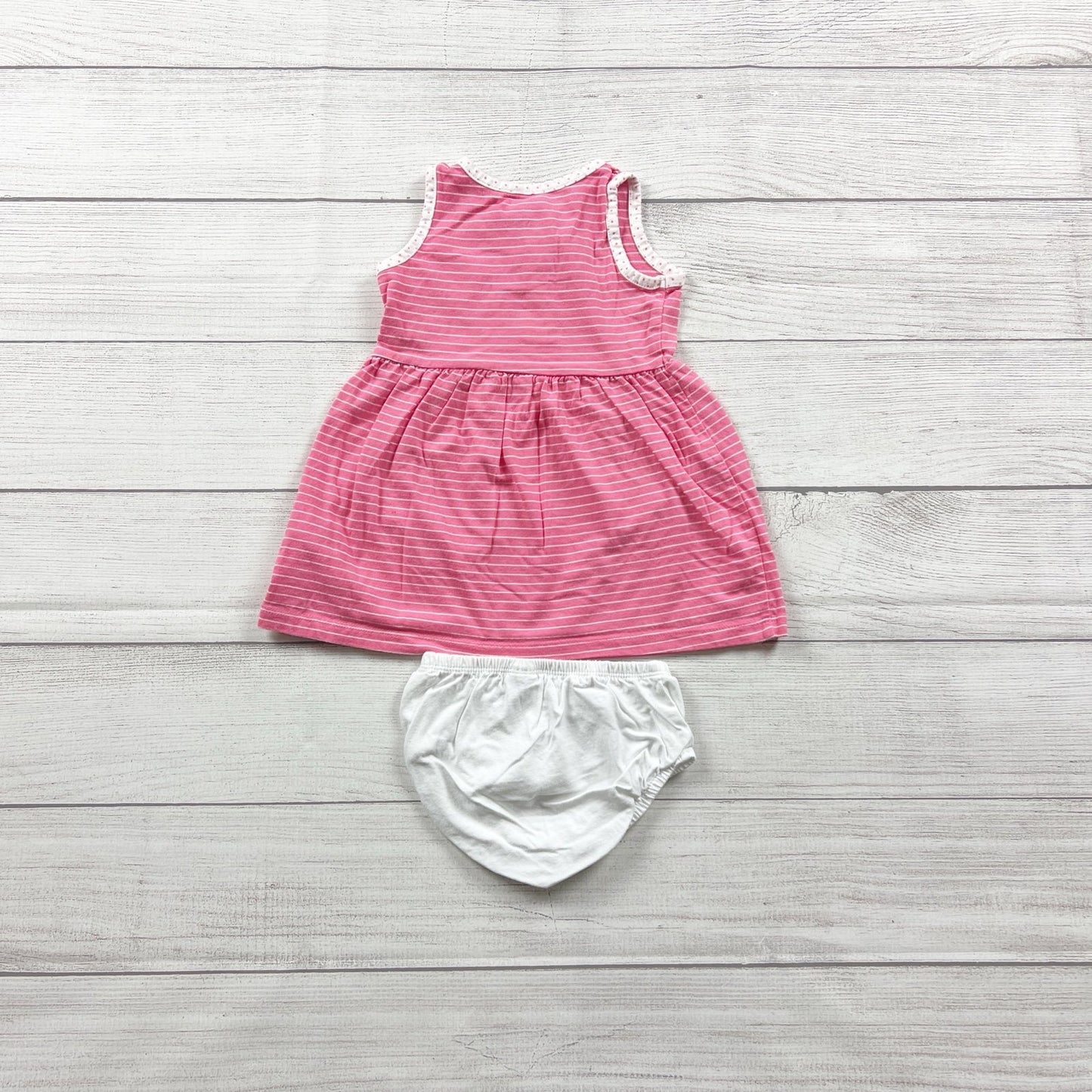 Carter's Baby Girl Striped Sleeveless Dress Pink White 12 Months
