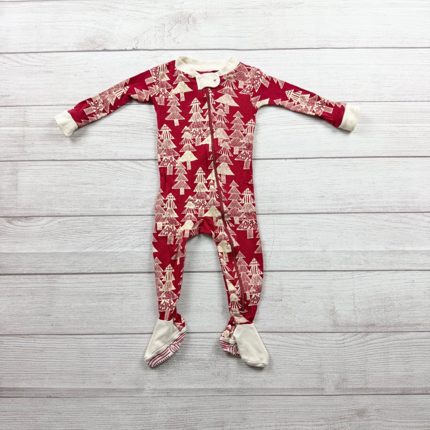 Burt’s Bees Baby Organic Cotton Zip Up Footed Pajamas Festive Print 6-9 Months