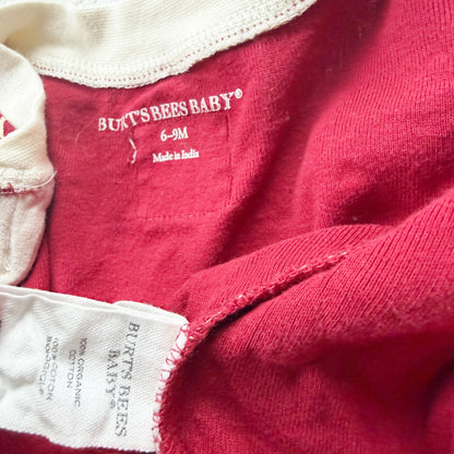 Burt’s Bees Baby Organic Cotton Zip Up Footed Pajamas Festive Print 6-9 Months