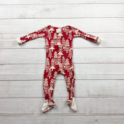 Burt’s Bees Baby Organic Cotton Zip Up Footed Pajamas Festive Print 6-9 Months