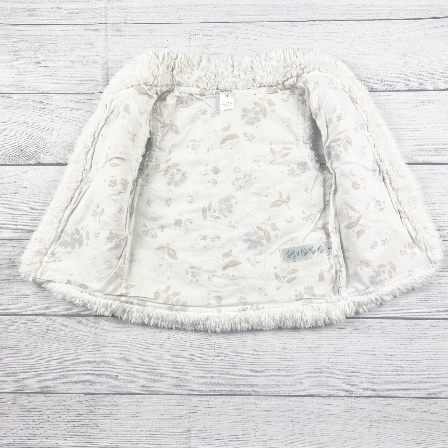 Carter’s Toddler Girl Sherpa Vest Faux Fur Floral Lined Sleeveless Jacket 5