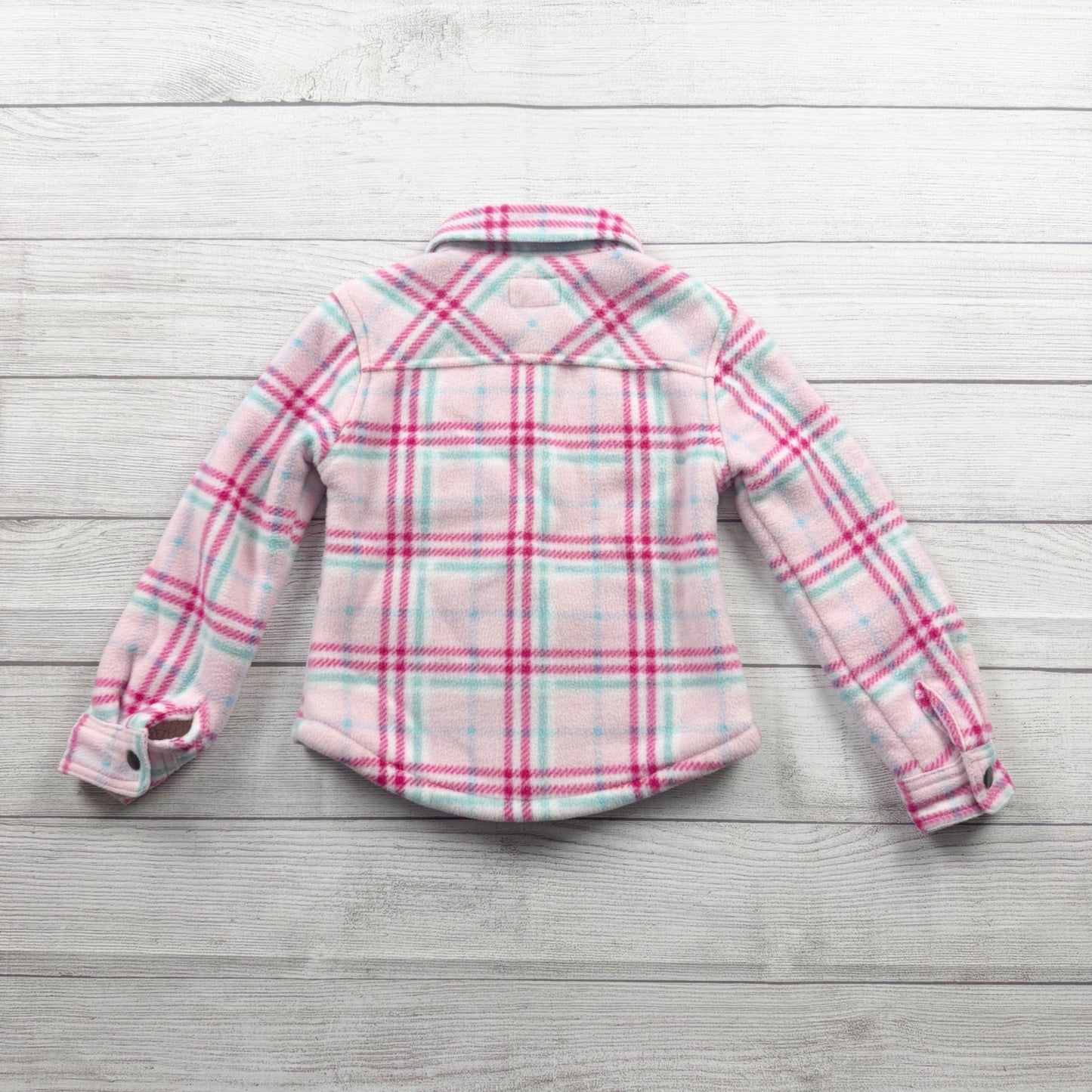 Weatherproof Vintage Girls Sherpa Lined Shacket Pink Plaid Fleece Jacket XS 5-6