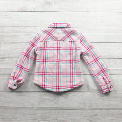 Weatherproof Vintage Girls Sherpa Lined Shacket Pink Plaid Fleece Jacket XS 5-6