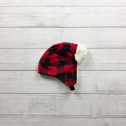 Old Navy Red Black Plaid Sherpa-Lined Trapper Hat NWT M 2T