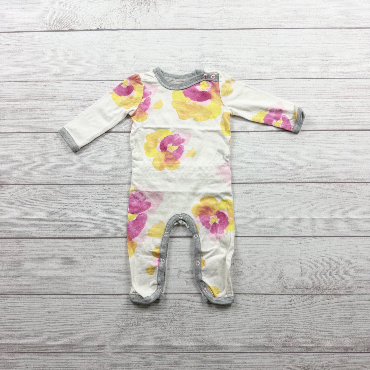 Burts Bees Baby Organic Coverall Watercolor Romper Floral Print 0-3 Months