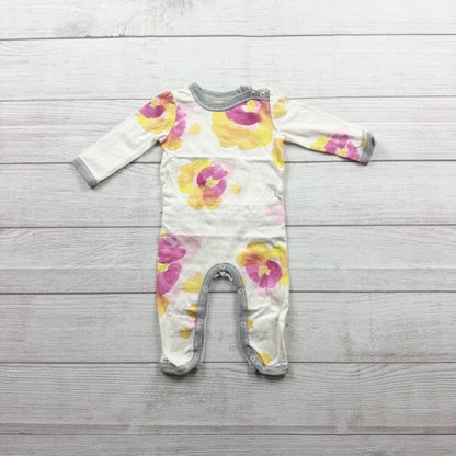 Burts Bees Baby Organic Coverall Watercolor Romper Floral Print 0-3 Months