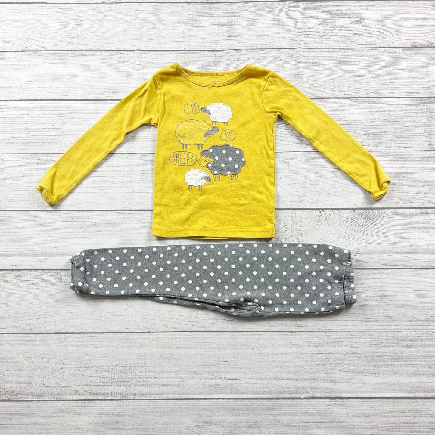 Just One You Carter’s Kids Pajama Set Yellow Sheep Graphic Long Sleeve PJs 4T