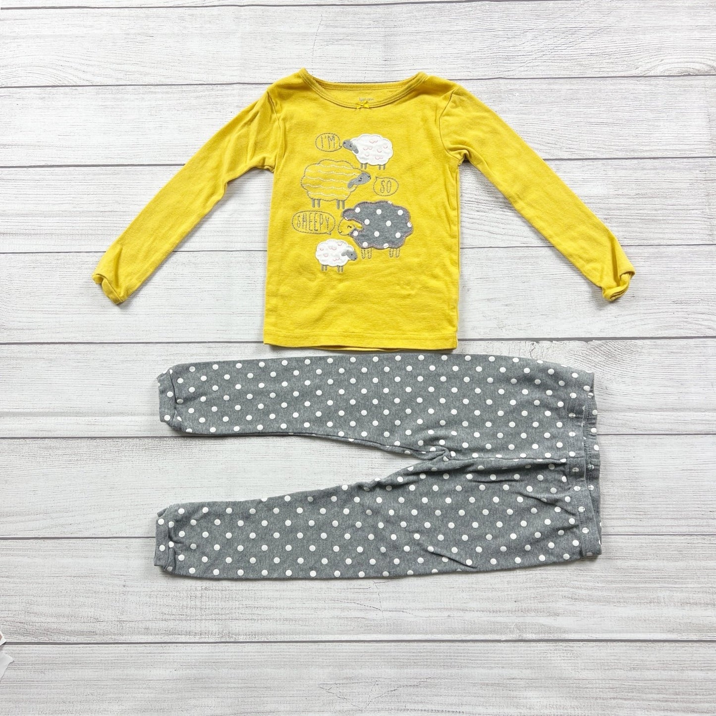 Just One You Carter’s Kids Pajama Set Yellow Sheep Graphic Long Sleeve PJs 4T
