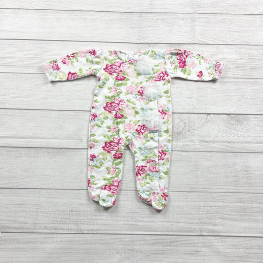 Laura Ashley Baby Girl Footed Sleeper Floral Print Pajamas Zip Up 3-6 Months