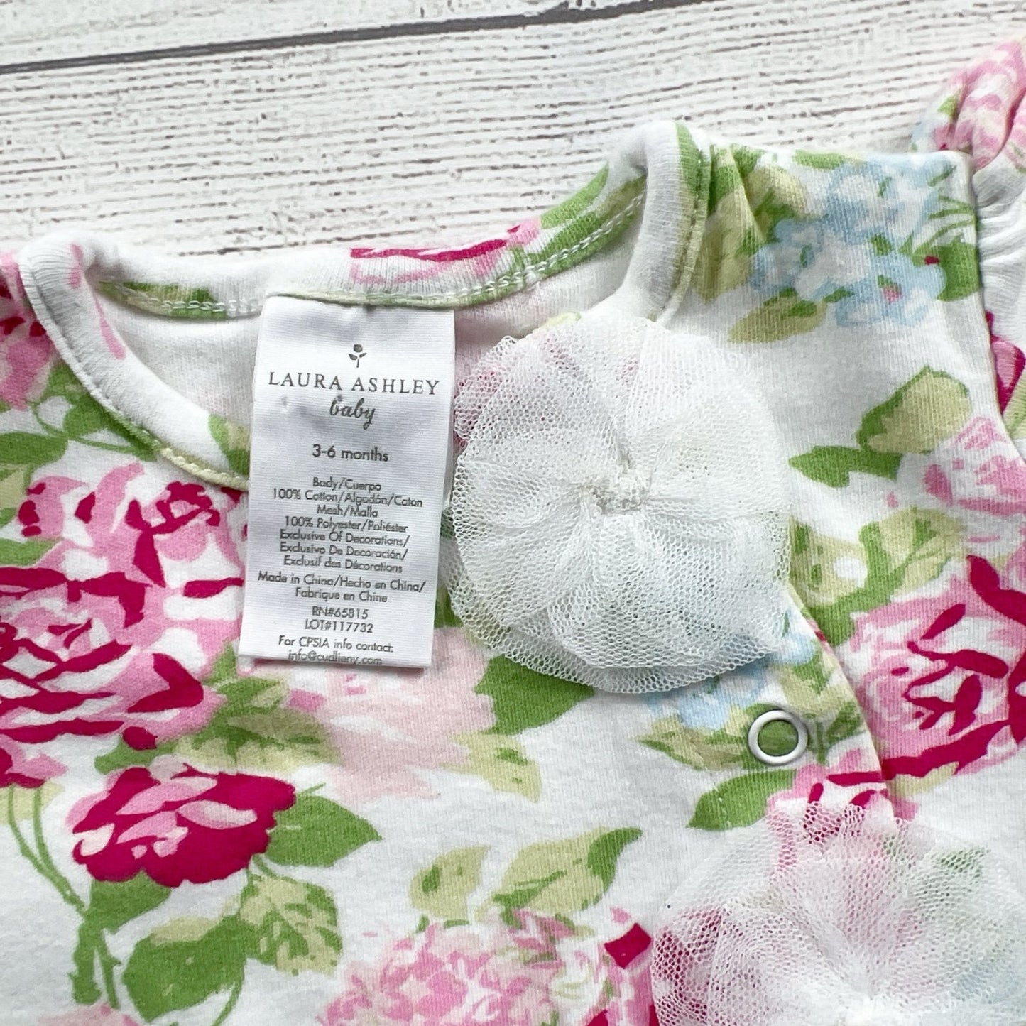 Laura Ashley Baby Girl Footed Sleeper Floral Print Pajamas Zip Up 3-6 Months