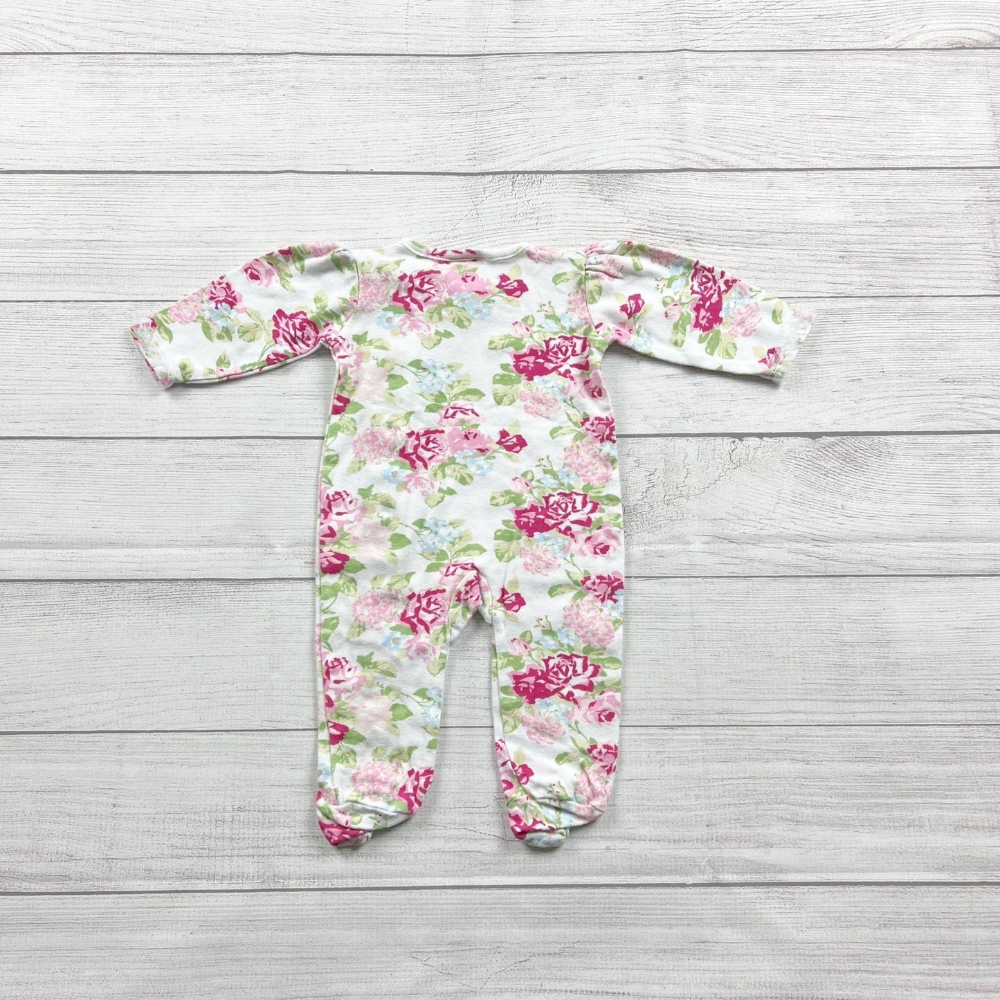 Laura Ashley Baby Girl Footed Sleeper Floral Print Pajamas Zip Up 3-6 Months