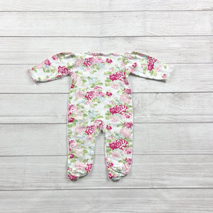Laura Ashley Baby Girl Footed Sleeper Floral Print Pajamas Zip Up 3-6 Months
