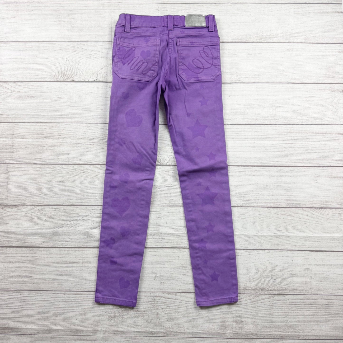 Little Miss Matched Girls Jeans Purple Heart Star Print Stretch Denim Pants 8