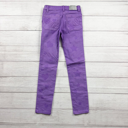 Little Miss Matched Girls Jeans Purple Heart Star Print Stretch Denim Pants 8