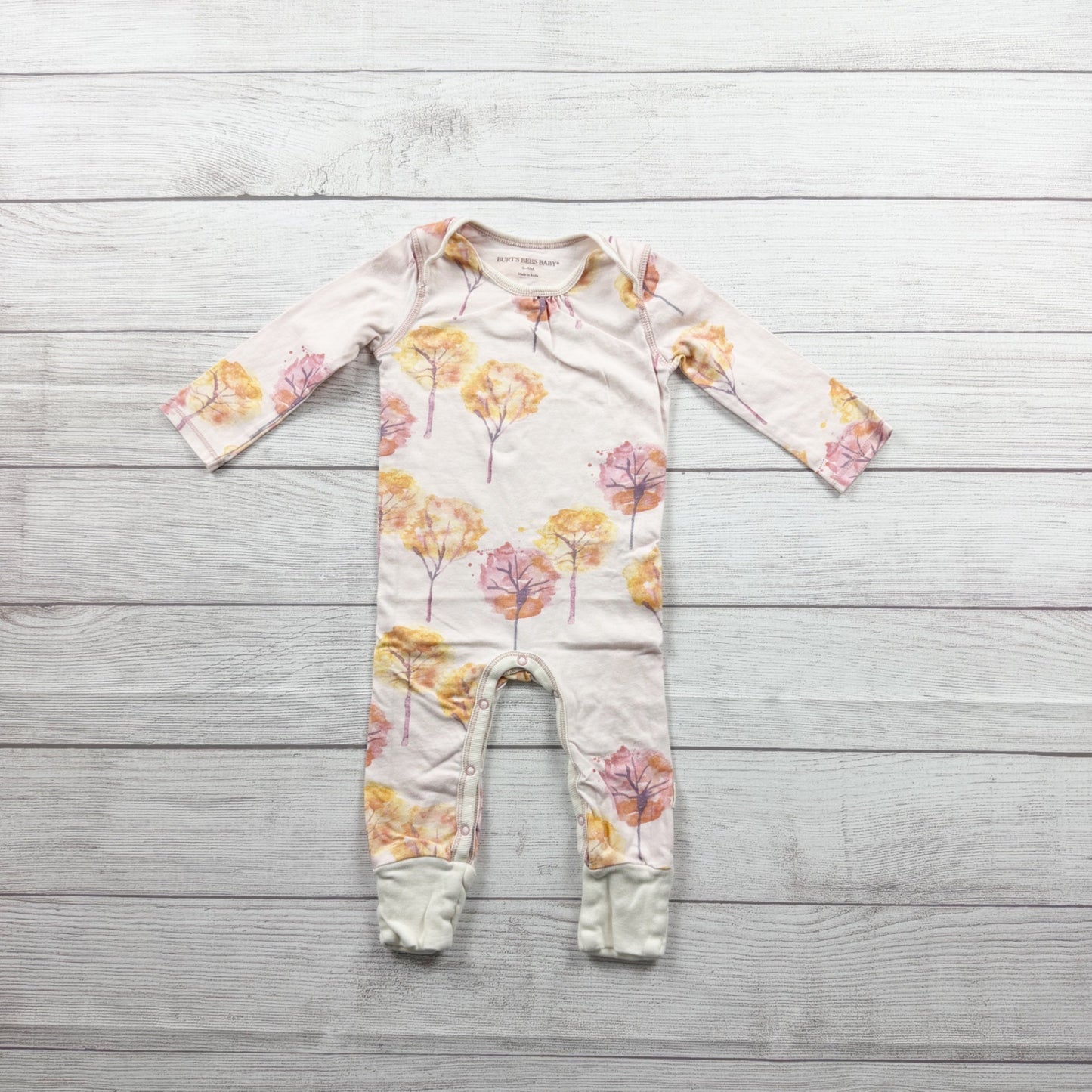 Burt’s Bees Baby Sleeper Pajamas Watercolor Tree One Piece Romper 6-9 Months