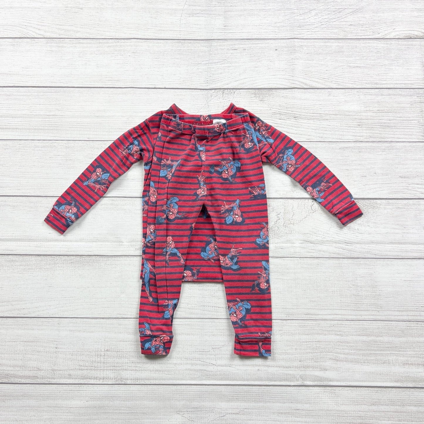 Baby Gap x Marvel Spider-Man Pajama Set Red Navy Striped 2-Piece PJs 2T