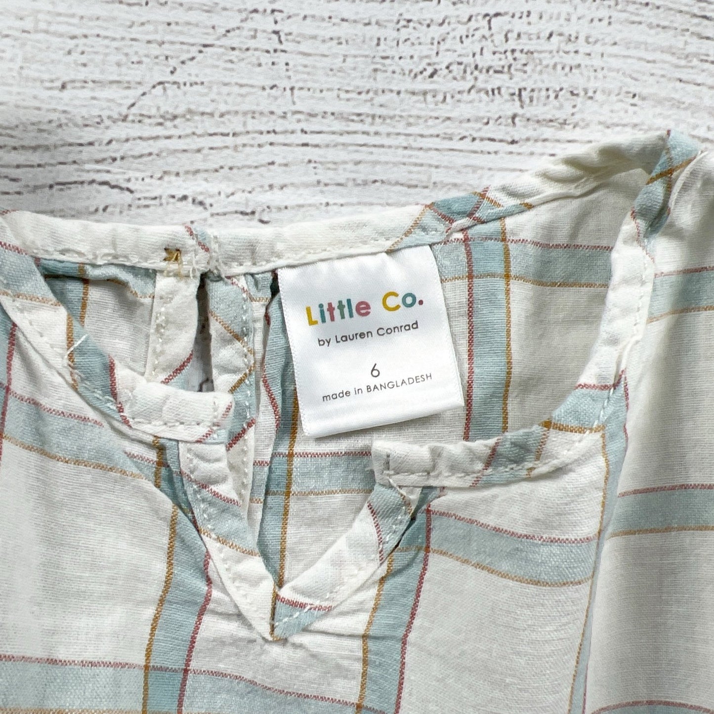Little Co by Lauren Conrad Dress Plaid Tiered Linen Ruffle Dress NWT 6