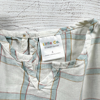 Little Co by Lauren Conrad Dress Plaid Tiered Linen Ruffle Dress NWT 6