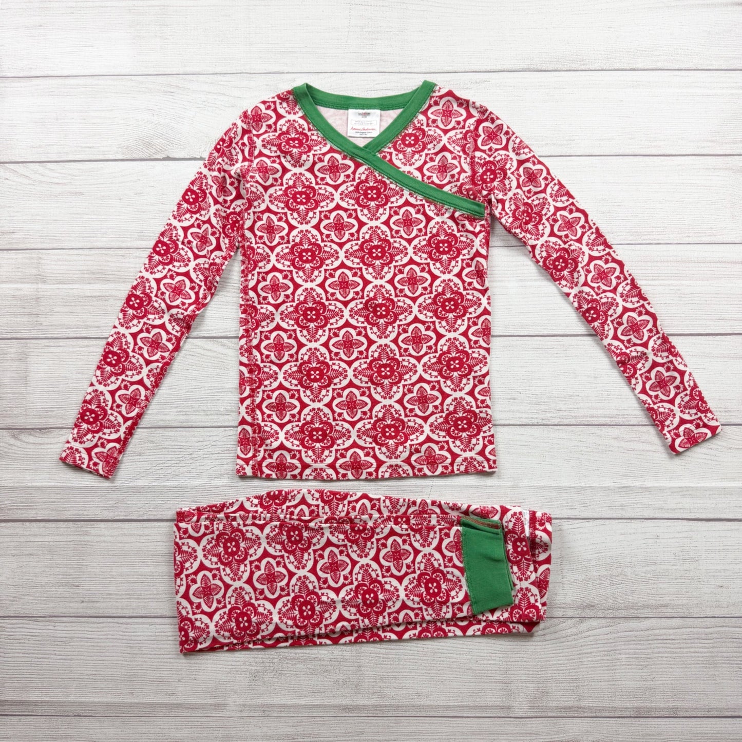 Hanna Andersson Kids Organic Cotton Red Floral Pajama Set 10