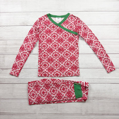 Hanna Andersson Kids Organic Cotton Red Floral Pajama Set 10