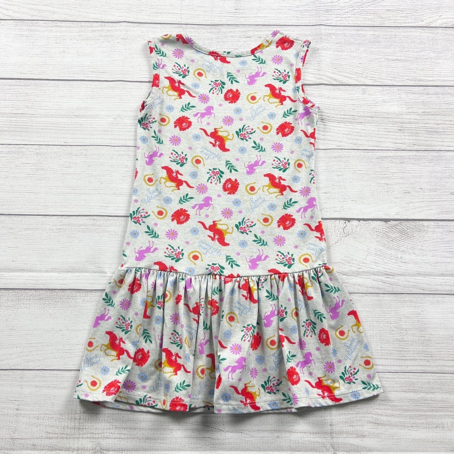 Spirit Riding Free Girls Horse Dress Sleeveless Fit & Flare Floral Print 6 6X