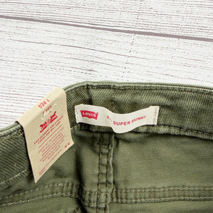 Levi’s Girls Super Skinny Jeans Regular Olive Green Distressed Stretch NWT 7