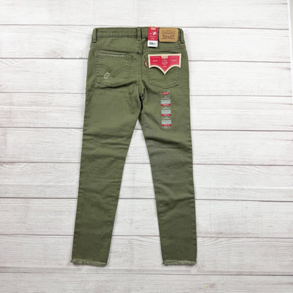 Levi’s Girls Super Skinny Jeans Regular Olive Green Distressed Stretch NWT 7