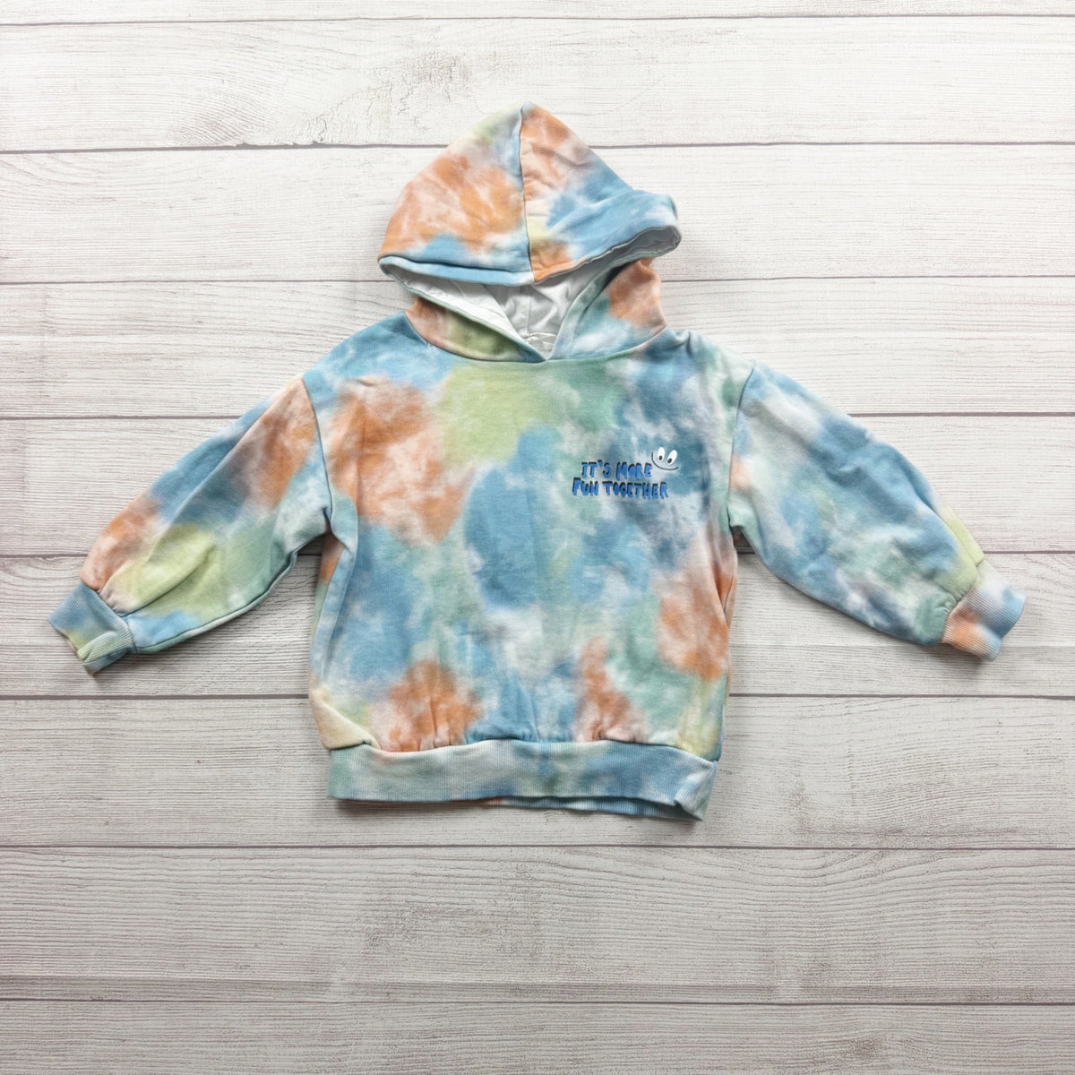 H&M Kids Tie Dye Hoodie "Its More Fun Together" Cotton Blend 5-6
