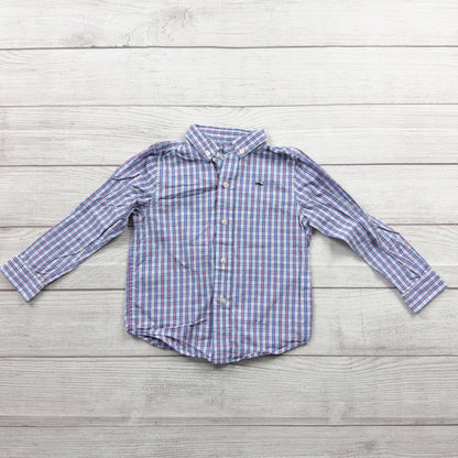 Vineyard Vines Toddler Boys Blue Pink Check Button Down Long Sleeve 3T